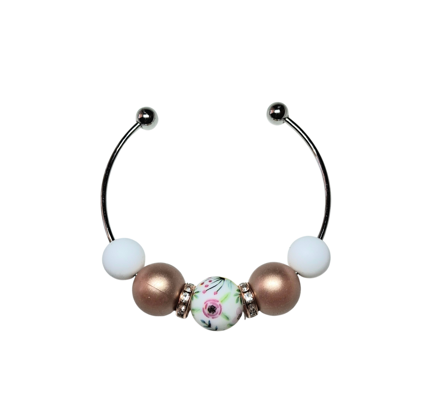 Floral Print Stainless Steel Bracelet - Rose Gold