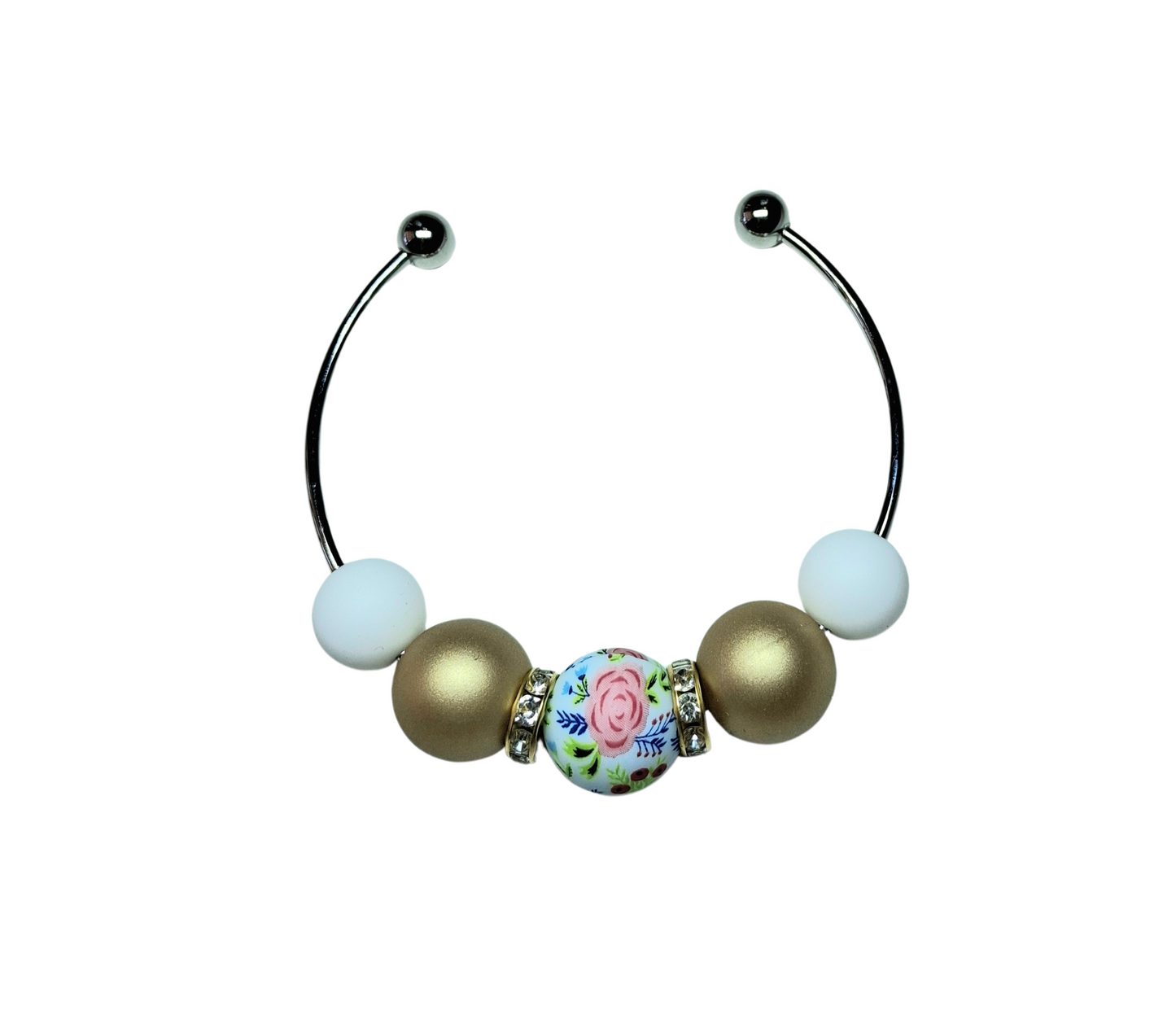 Rose Print Stainless Steel Bracelet - Gold