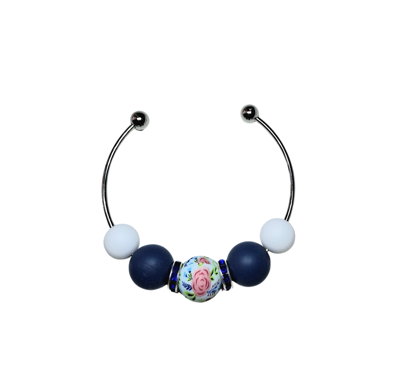 Rose Print Stainless Steel Bracelet - Navy