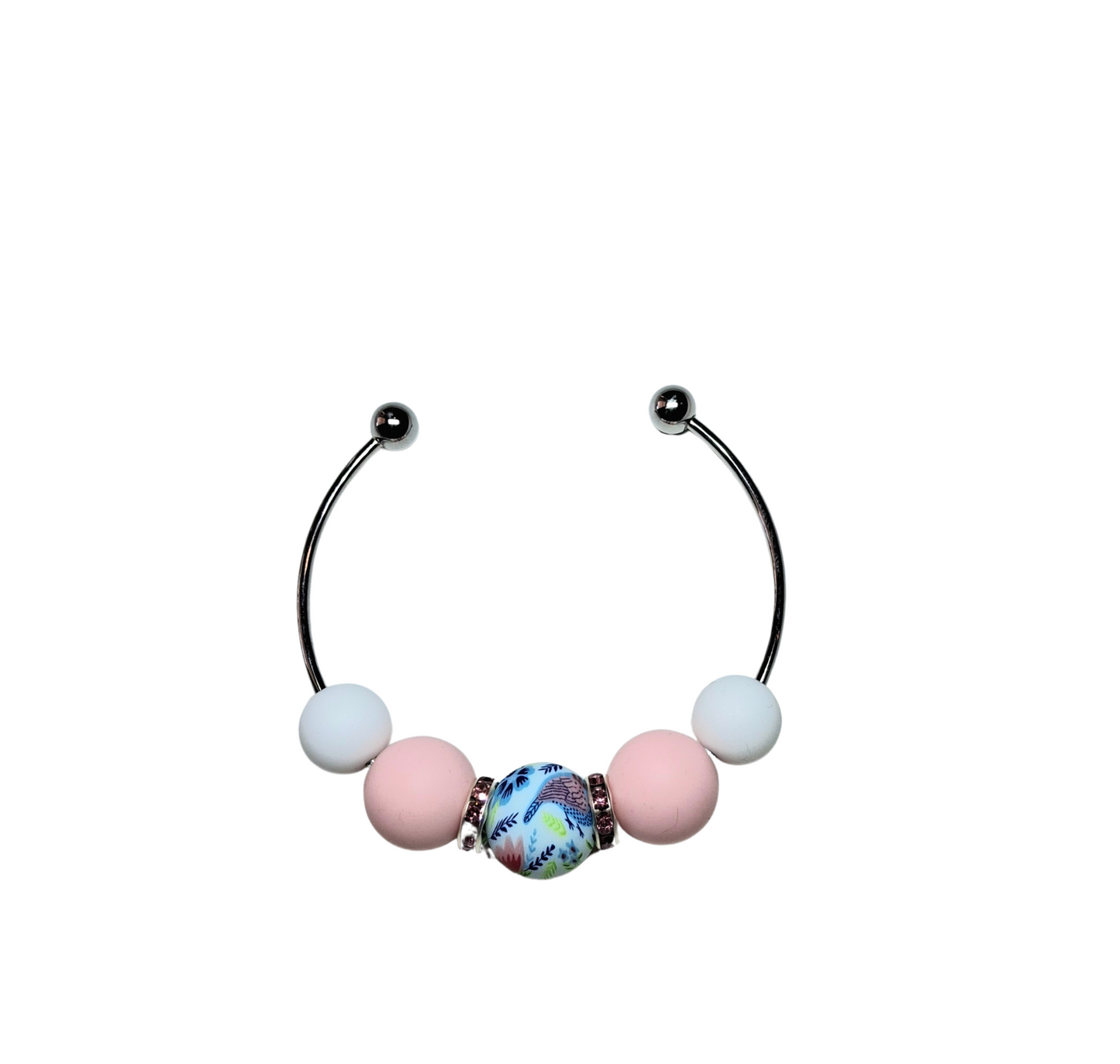 Rose Print Stainless Steel Bracelet - Pink
