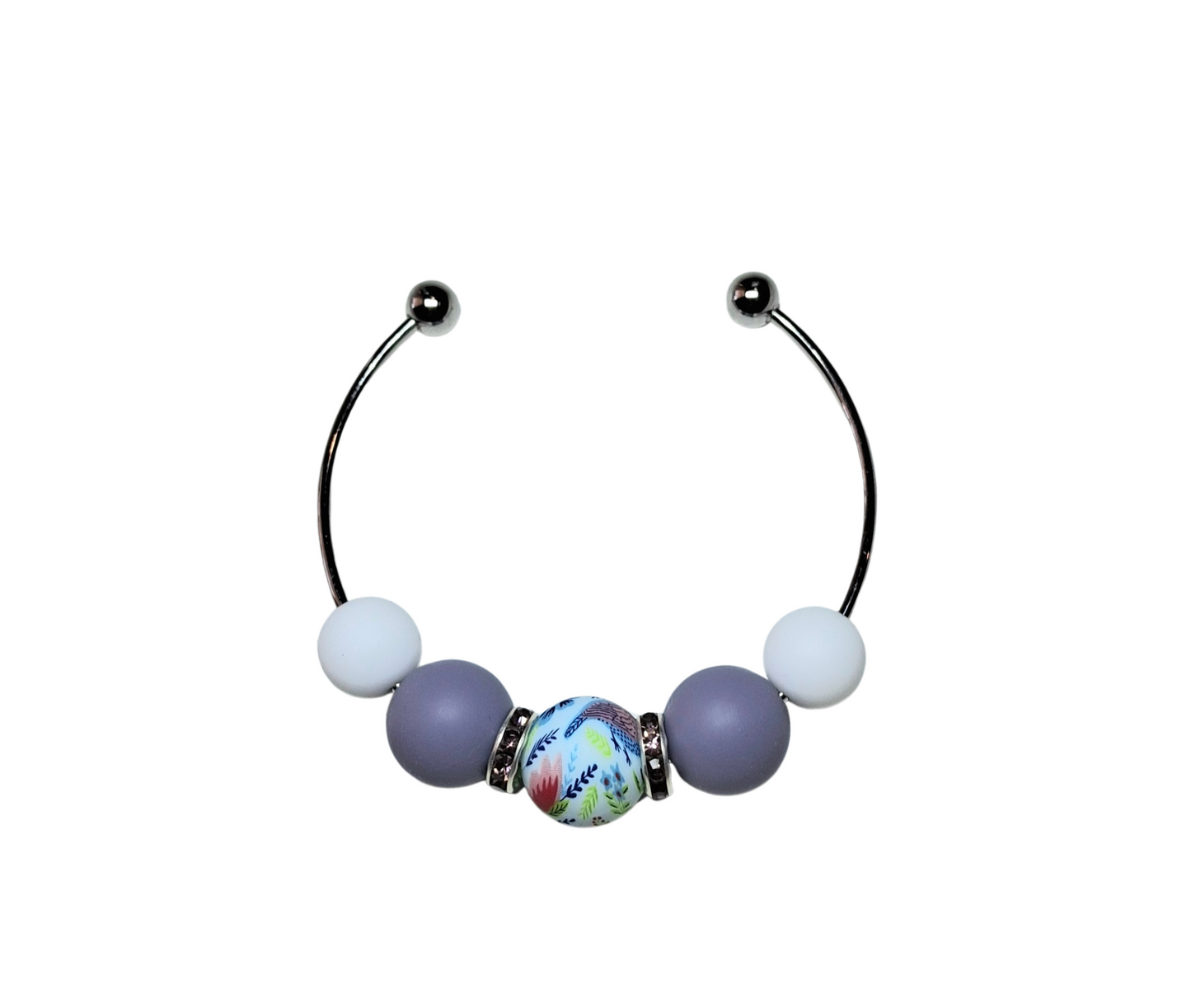 Rose Print Stainless Steel Bracelet - Purple