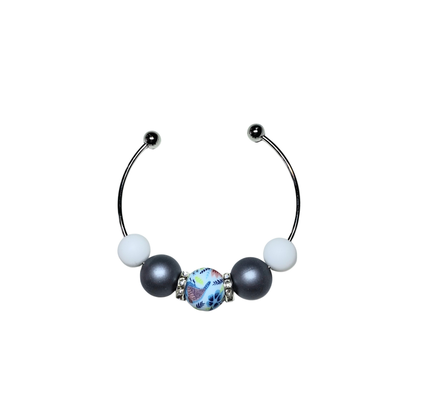 Rose Print Stainless Steel Bracelet - Silver