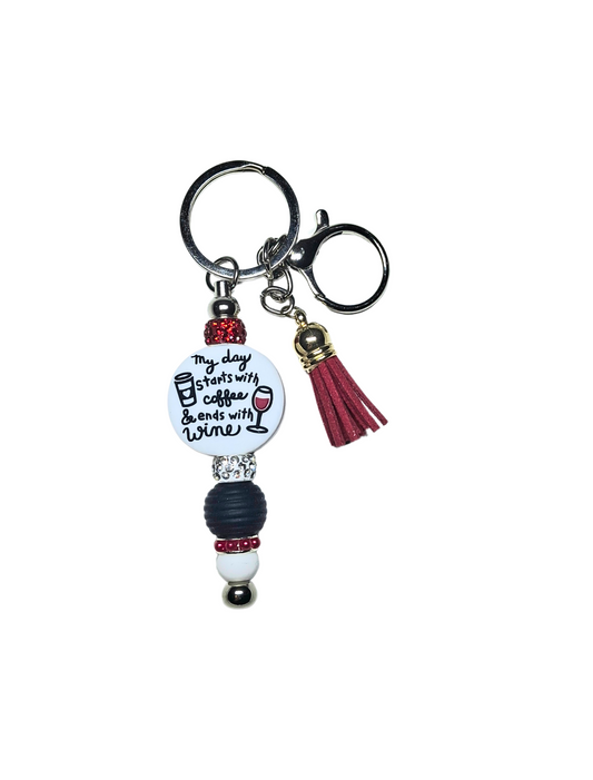 'My Day Starts With Coffee & Ends With Wine' Keyring