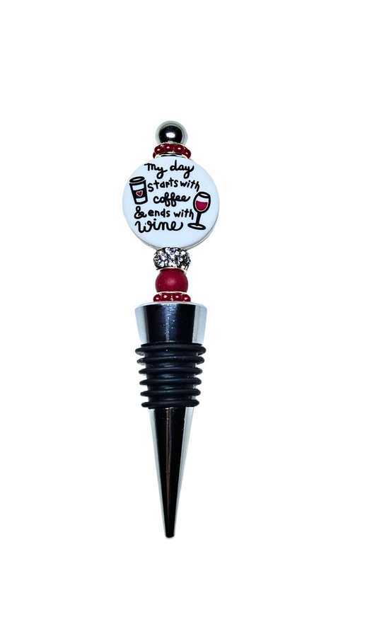 'My Day Starts With Coffee & Ends With Wine' Wine Stopper
