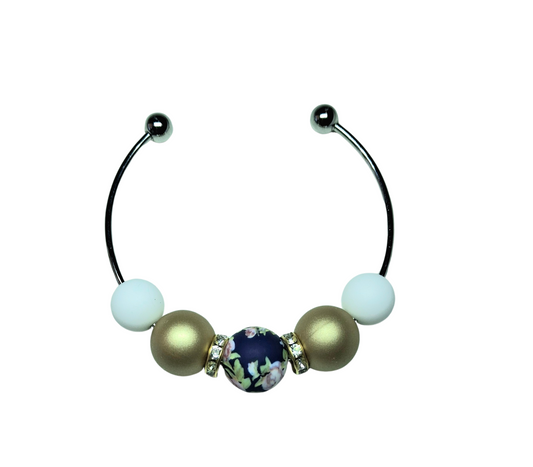Dark Rose Print Stainless Steel Bracelet - Gold