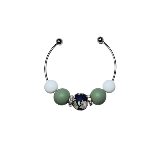 Rose Print Stainless Steel Bracelet - Green