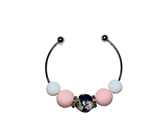 Rose Print Stainless Steel Bracelet - Pink