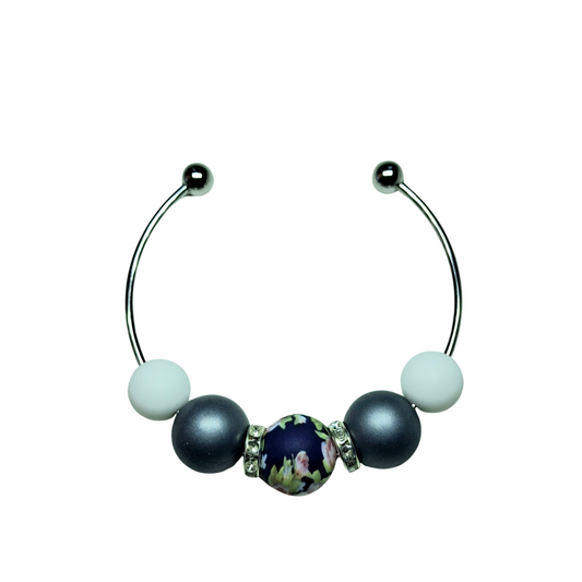 Rose Print Stainless Steel Bracelet - Silver