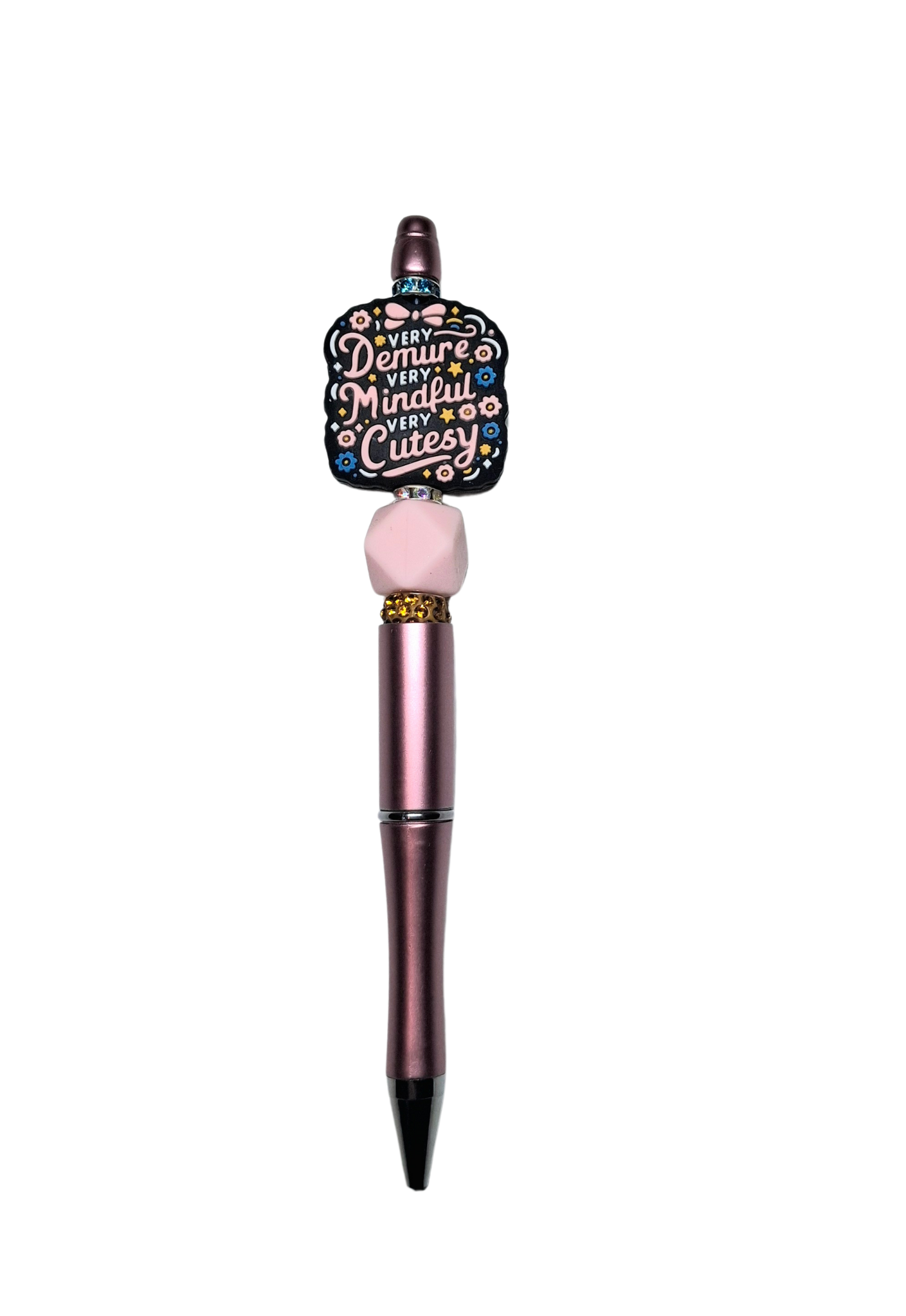 'Very Demure Very Mindful Very Cutesy' Shimmer Pink Novelty Pen