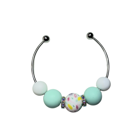 Floral Flamingo Print Stainless Steel Bracelet - Mint