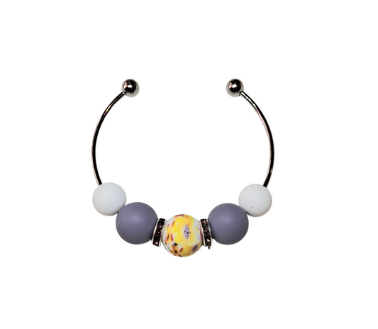Floral Print Stainless Steel Bracelet - Purple