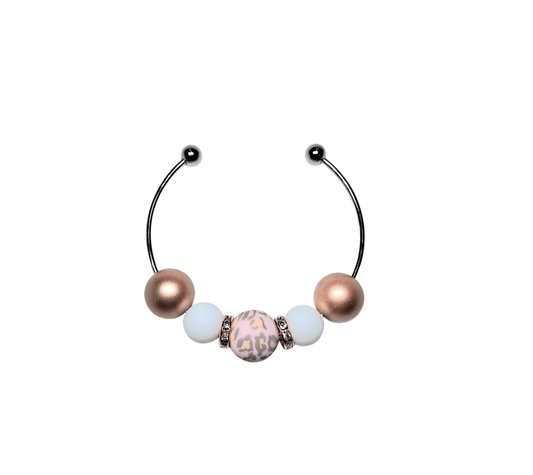 Pastel Pink Leopard Print Stainless Steel Bracelet - Rose Gold