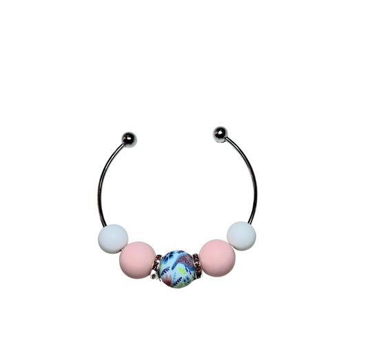 Rose Print Stainless Steel Bracelet - Pink