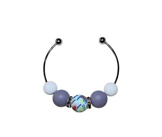 Rose Print Stainless Steel Bracelet - Purple