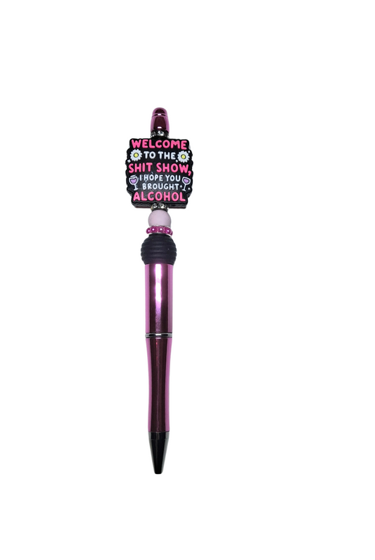 'Welcome To The S*** Show, I Hope You Brought Alcohol' Iridescent Pink Novelty Pen