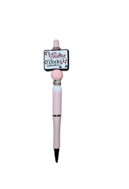 'It's Wine O'clock Somewhere' Baby Pink Novelty Pen