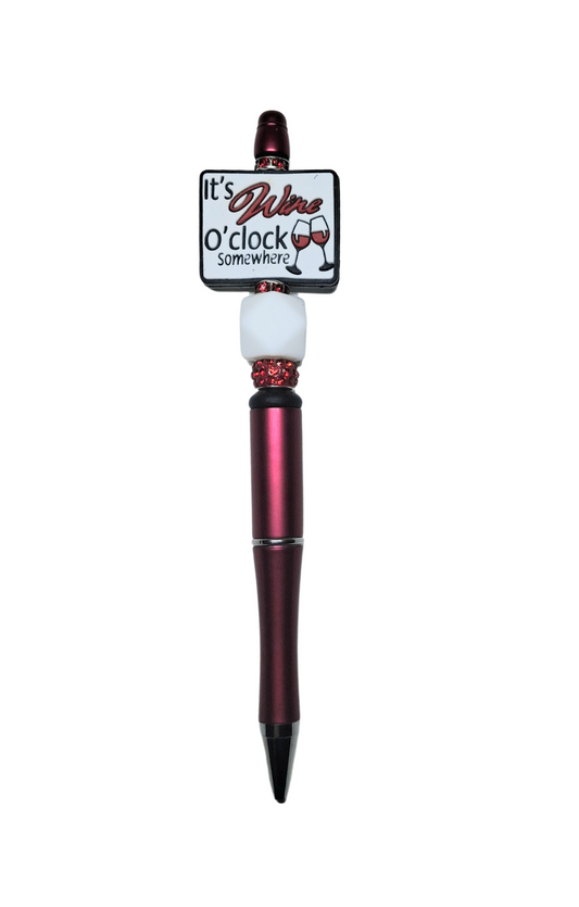 'It's Wine O'clock Somewhere' Red Novelty Pen